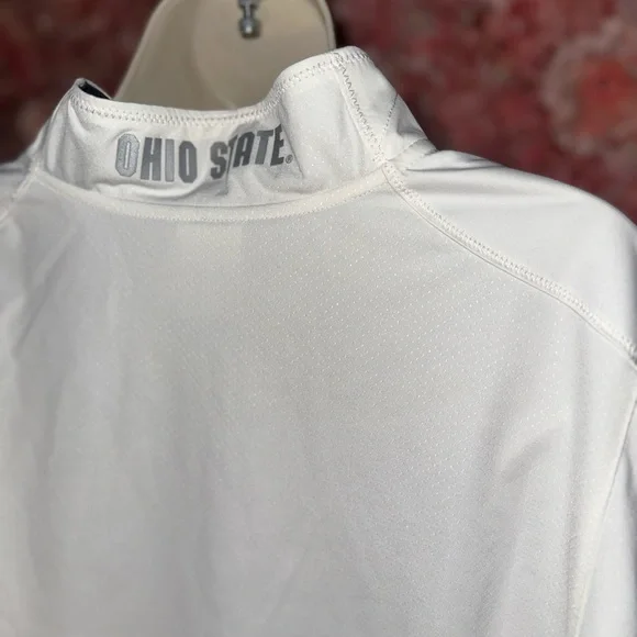 Nike (Medium) White//Grey Ohio State 3/4 Zip Up Pullover with Drawstring Waist - Picture 13 of 15